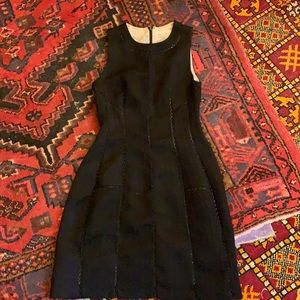 Rebecca Taylor Black Tweed Sheath Dress, sz 0